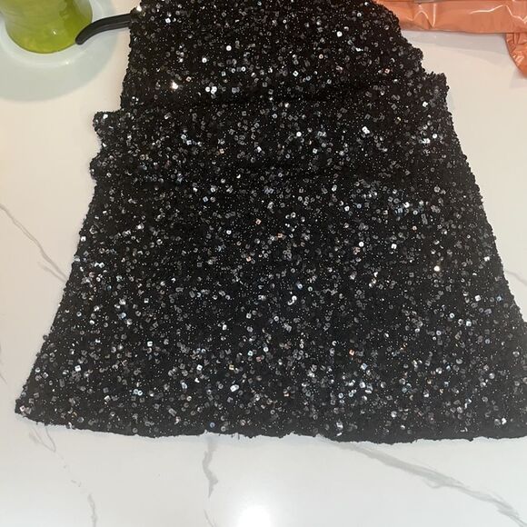 Scala Silk Black Sequin Beaded Gown Prom Formal Size Small (Can Fit Medium) - Picture 10 of 10